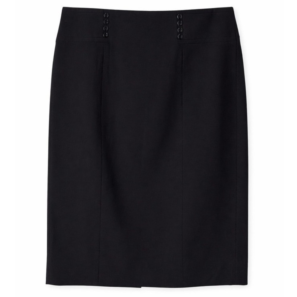 WHBM Black Pencil Skirt Size 8 Button Waist Stretch Lined Office Siren